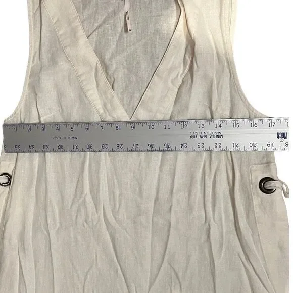 Free People Top Women’s XS Cream Linen Blend V Neck Layer Lagenlook Boho‎ Ecru - Picture 4 of 8